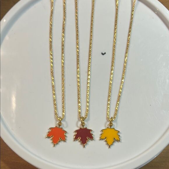 Gold Maple Leaf Pendant Necklaces - Picture 1 of 1